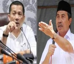 Gubernur Riau, Syamsuar (kanan) merespon penangkapan Bupati Meranti, M Adil (foto/int)